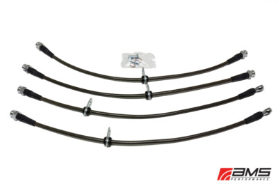 AMS Performance For 08-15 Mitsubishi EVO X Stainless Steel Brake Lines (4 Lines)