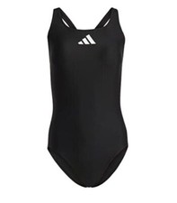 Image of adidas Women's 3 Bar Logo Swimsuit, Black/White, 28