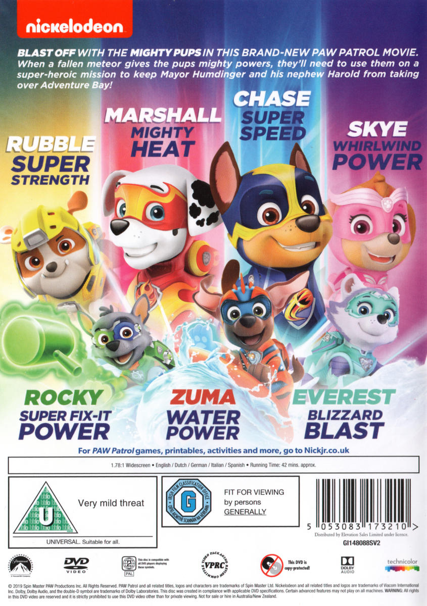 Mighty Pups Nick Jr Games Paw Patrol PAW Patrol Mighty Pups DVD Nickelodeon  Nick Jr Movie, image size:845x1200