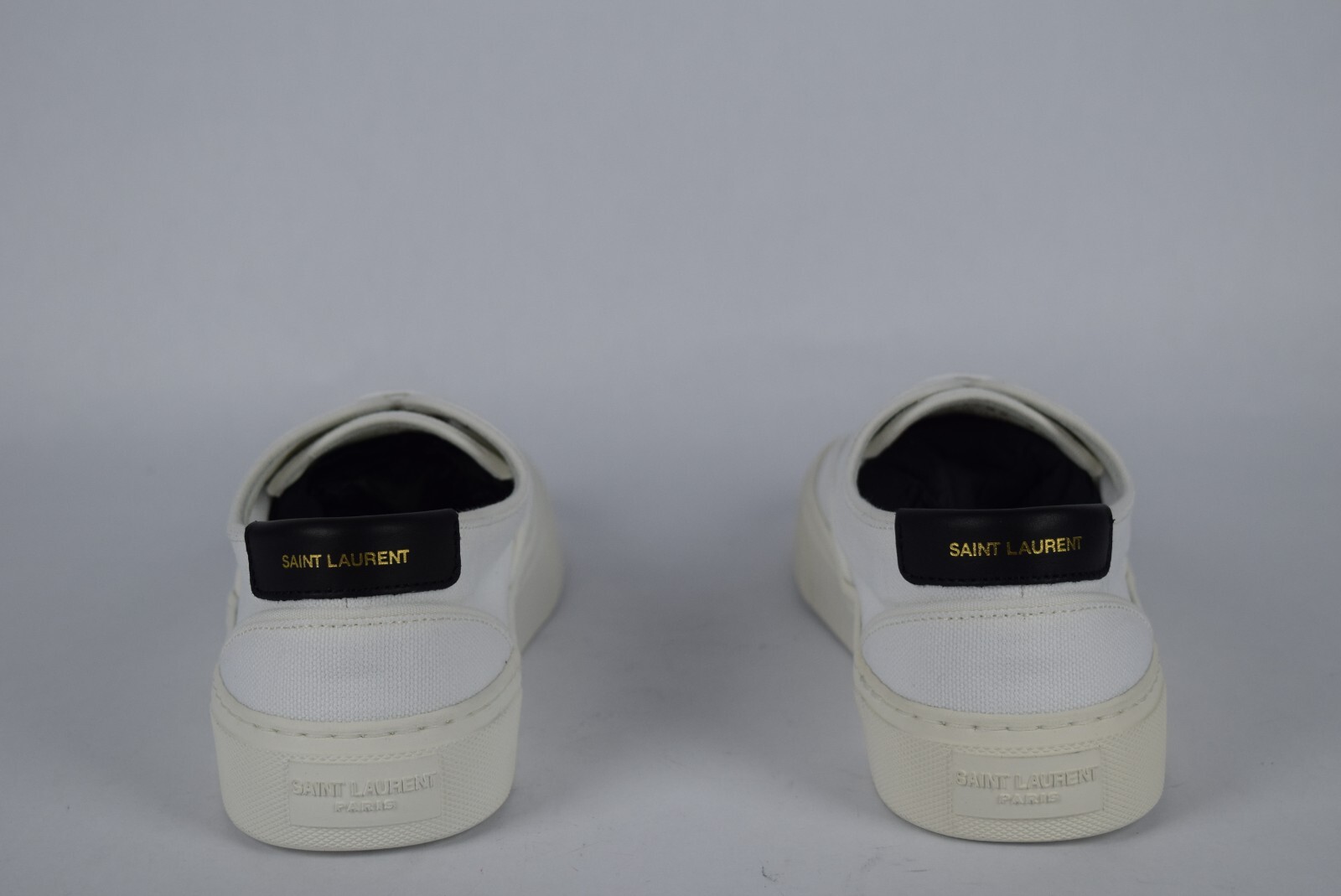 Sneakers basse nuove con scatola da donna YSL Saint Laurent Venice taglia 39 logo tela bianca