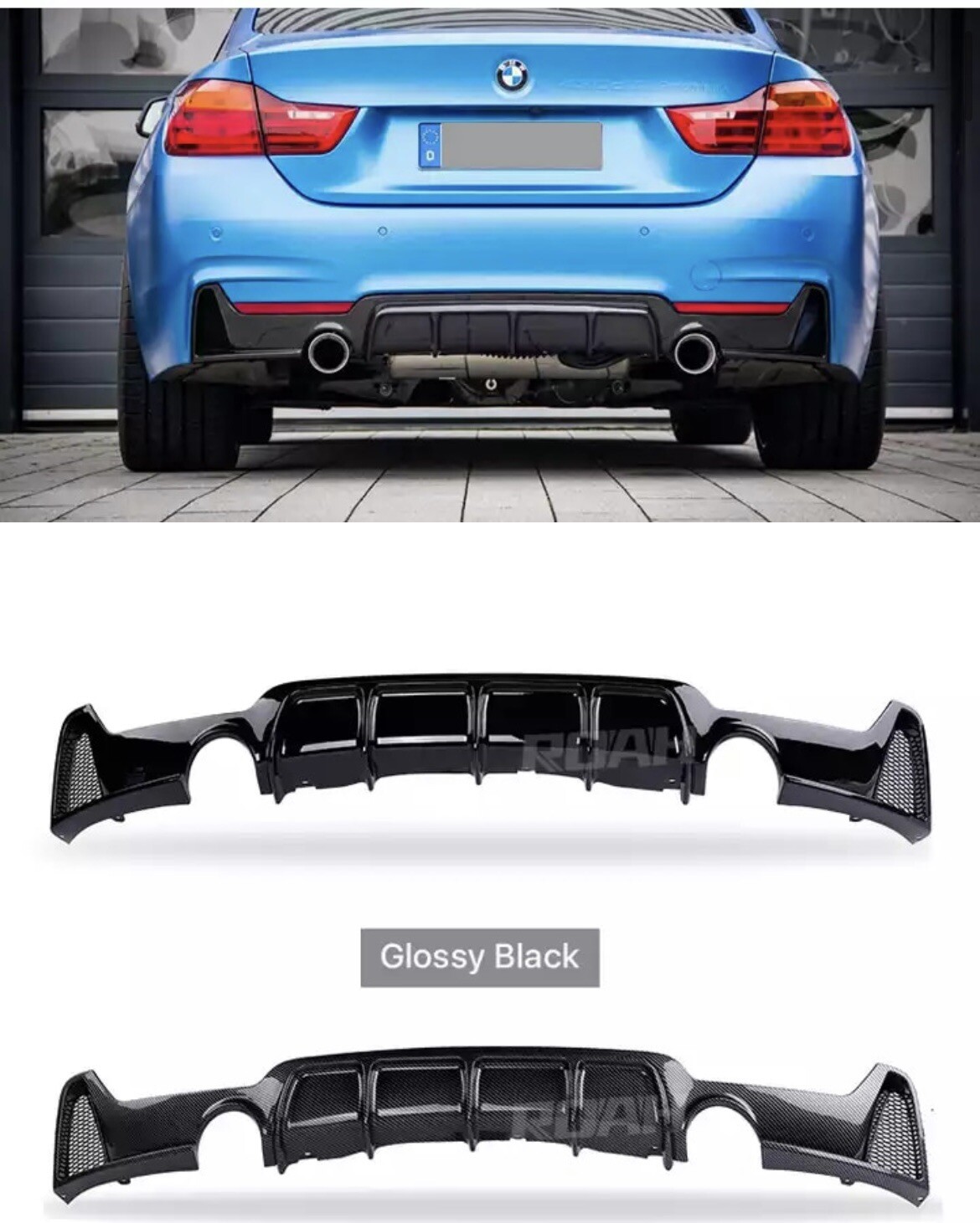 Diffuseur BMW F32 F36 arrière en plastique ABS noir mat pour pack M Sport