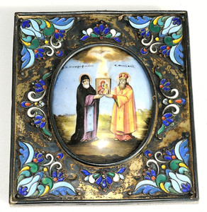 ✅ RUSSIAN IMPERIAL SILVER ROSTOV ENAMEL ORTHODOX ICON FINIFT SAINT EGG PAINTING