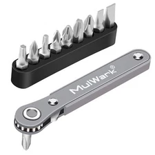 MULWARK 11pc Right Angle Screwdriver 1/4 Mini Ratchet Wrench Close Quarters P...