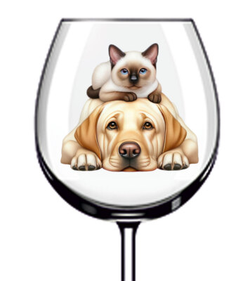 12x Stapel Hund bunte Weinglas Flasche Becher Vinyl Aufkleber Abziehbilder a10931