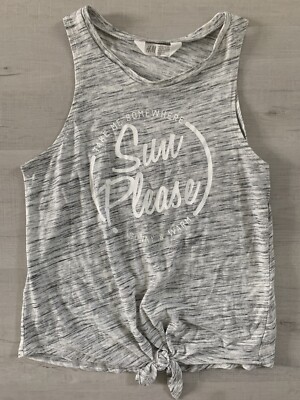H&M GIRL'S TANK TOP Gray Size 12-14  Sun Please 