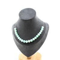 Halskette 20 Perlen Amazonit 8 Mm. Kette Aus Edelstahl Halskette Damen, Ho