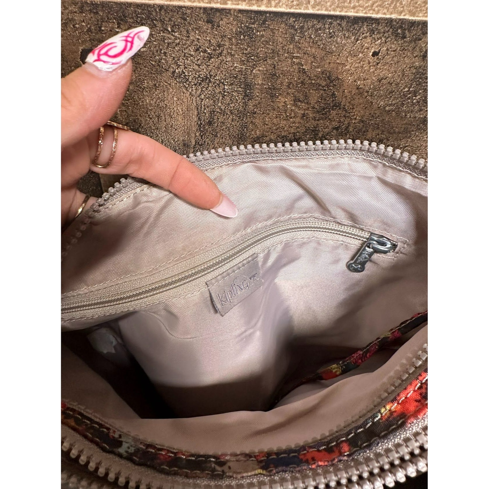 Kipling Multi Pocket Splatter Paint Crossbody Pur… - image 2