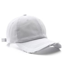 Classic Washed Distressed Vintage Baseball Cap Unconstructed One Size White