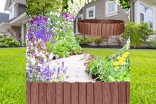 Natural Brown Wood-Look Edging, 2.32m Pack for Lawn and Pathways
