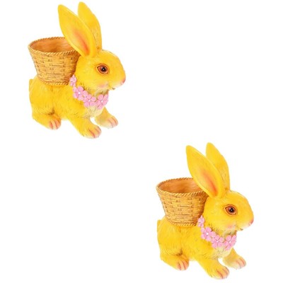  2 Pack Zen-Gartenschmuck Frosch Kaninchenblumenkorbverzierung