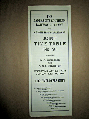 The Kansas City Southern Railway Co. & Missouri Pacific Joint Time Table 1962