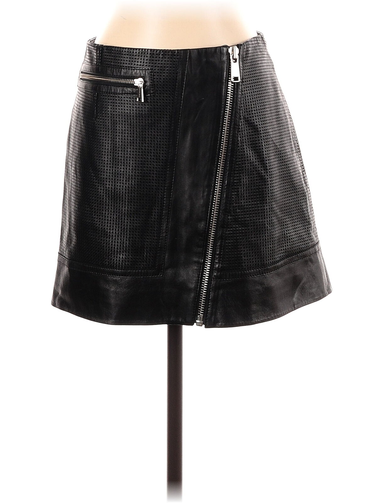 Andrew Marc Women Black Leather Skirt 0 - image 1