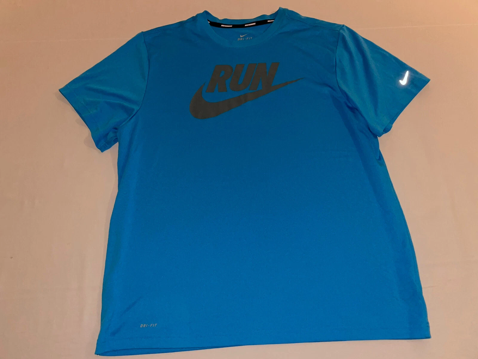 NIKE Dri-Fit Running Men's Short Sleeve Blue Athletic Workout T-Shirt XXL