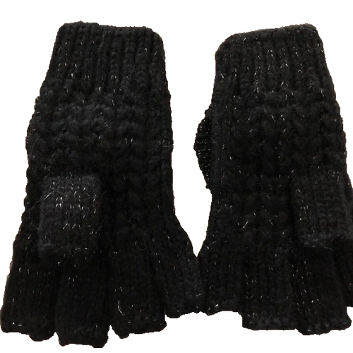 NWT Rampage Women's Black Metallic Scarf, Beanie & Fingerless Gloves Set OS - Imagen 10 de 14