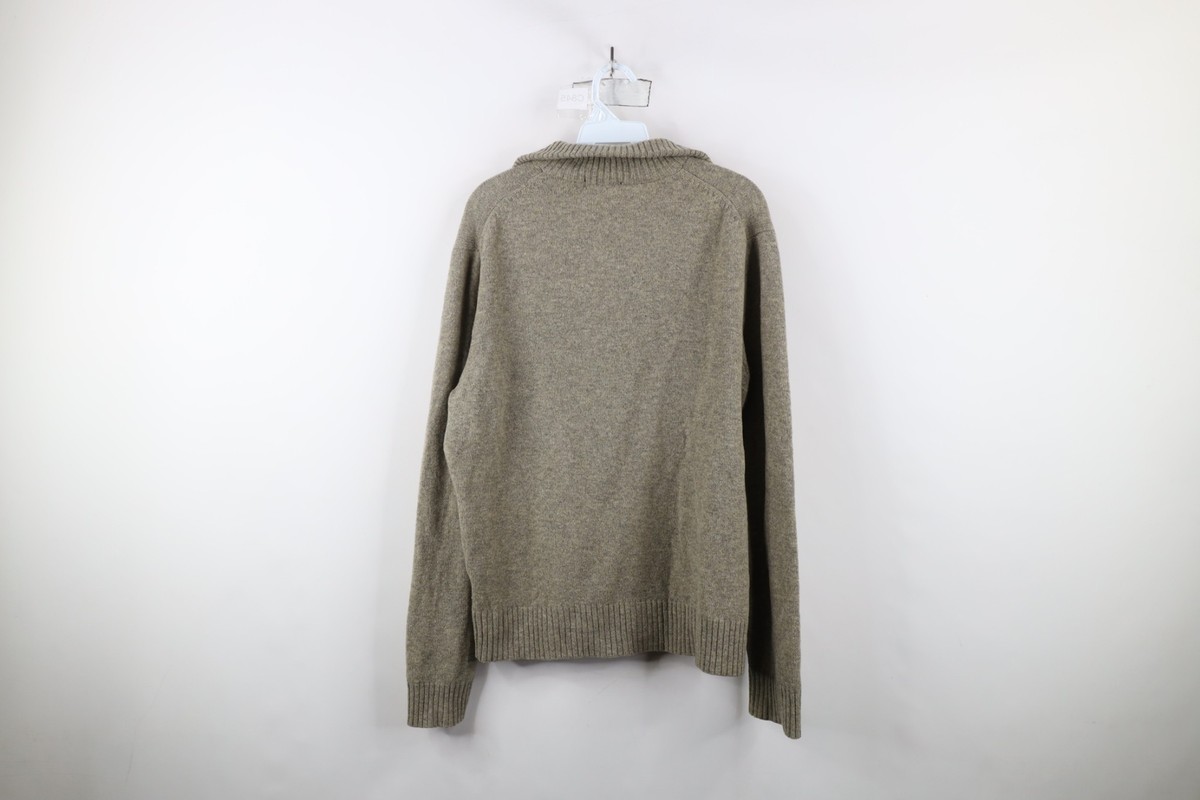 Vintage 90s J Crew Mens Size Medium Blank Lambswool Knit Half Zip 
