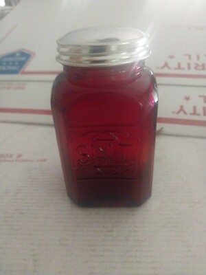 Embossed Ruby Red glass Salt  Shaker ONLY