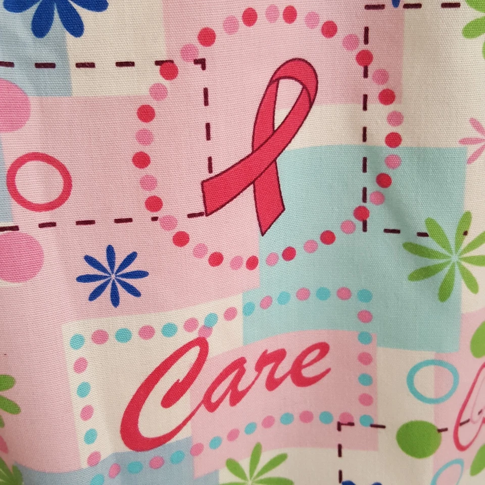 Nurse Scrub Top S Cancer Ribbon Oncology Medical SB Scrub Pullover Drawstring - Image 3 of 4