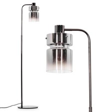 HOFSTEIN Brunate Stehlampe Metall/Glas Schwarz/Chrom/Rauch/Klar mit Fußschalter