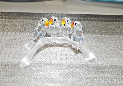 VTG  SWAROVSKI CRYSTAL LOVE BIRDS FOUR BIRDS ON A BRANCH 4''