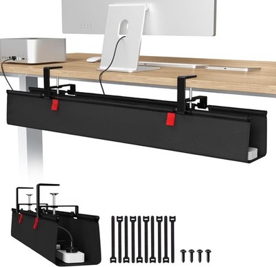 Univivi No Drill Under Desk Cable Management Tray, 36'' Cord Organizer for Table,