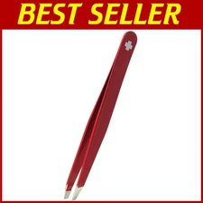 Unisex Swiss Cross Slant Tweezers - Red Surgical Steel for Lasting Precision