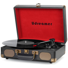 Vinyl Record Player Bluetooth 3-Speed Audio Turntable Built-In Speakers Portable