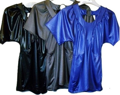 PVC LOOK RÜCKENFREI GRAU SCHWARZ BLAU STRETCH TOP 8 10 12 20 # KREIS 364