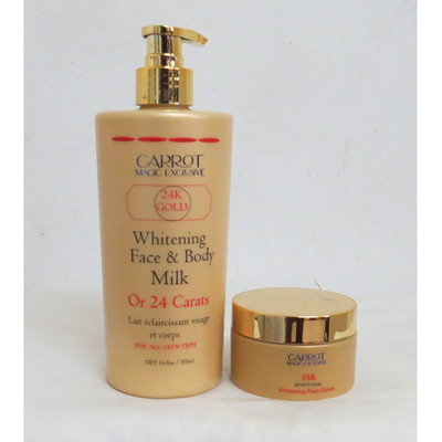 Carrot Magic Exclusive 24K Whitening Face & Body Milk Lotion + Face Cream Combo
