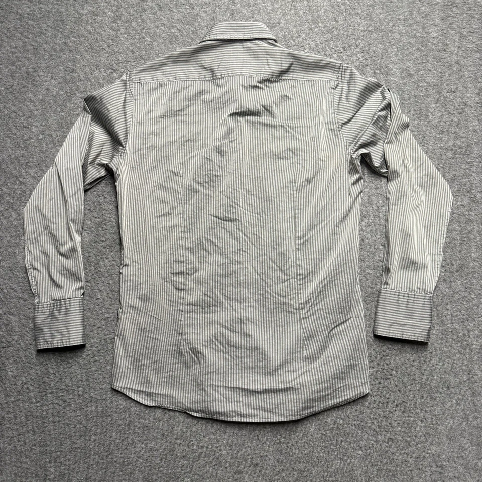 Hugo Boss Regular Fit Shirt Mens Small Gray Stripes Button Up Long Sleeve - Image 3 of 4