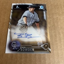 2016 Bowman Chrome AUTO ROOKIE 1st Ben Bowden RC #CDA-BB Rockies Card (f5)