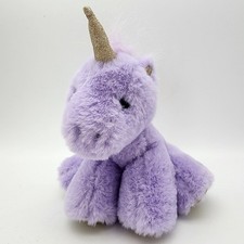 FAO Schwarz Purple Unicorn Plush Stuffed Animal Toy 8" Gold Glittery Horn 2022