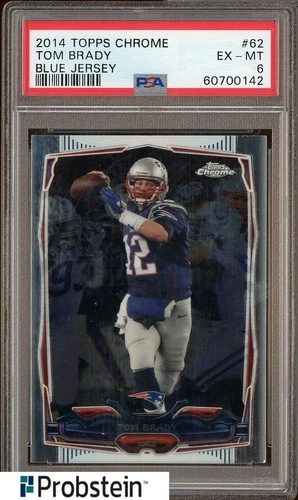 2014 Topps Chrome #62 Tom Brady New England Patriots Blue Jersey PSA 6 EX-MT