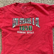 Vintage Levi s Strauss Red T-Shirt Small Kid No Size White Text