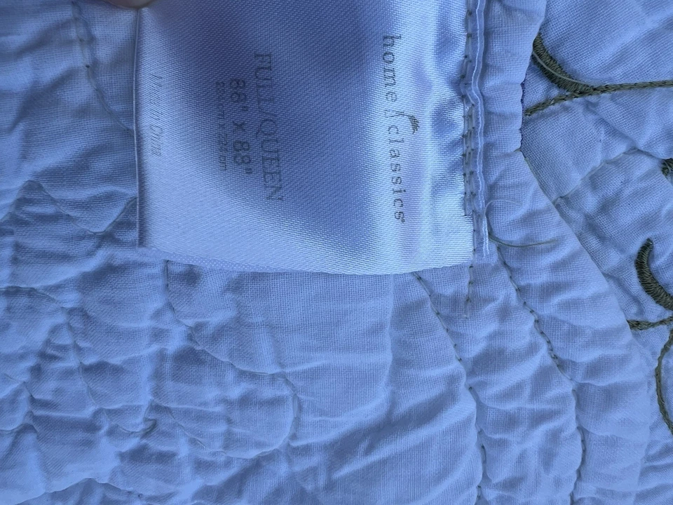 Home Classics Full Queen 88x 88 дюймов стеганое покрывало фиолетовый зеленый белый 100% хлопок - Изображение 3 из 4