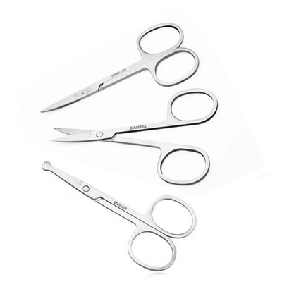 3Pcs Small Eyebrow Scissors and Nose Hair Scissor, Beard Moustache Eyelash Nail