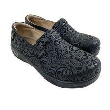 Alegria Black Floral Print Loafers Comfort Shoes Slip Resistant Soles Size EU 37