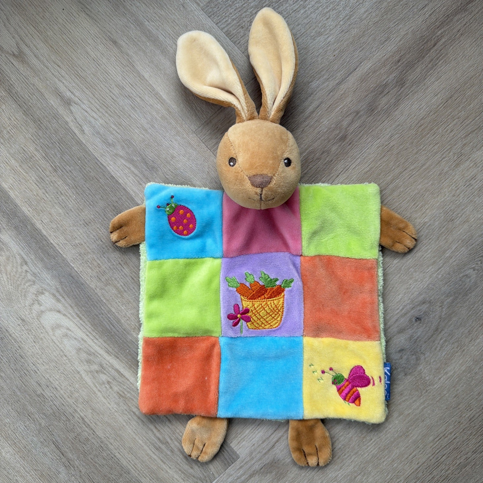 Kaloo Bunny Rabbit Baby Comforter Puppet Soother Doudou Patchwork lapin bnwt