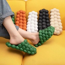 Women Massage Bubble Slides Slippers Funny Lychee Non-slip Spa Slippers Beige 6