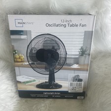 Mainstays 12" 3-Speed Oscillating Table Fan, FT30-8MBBV,Brand New, Black