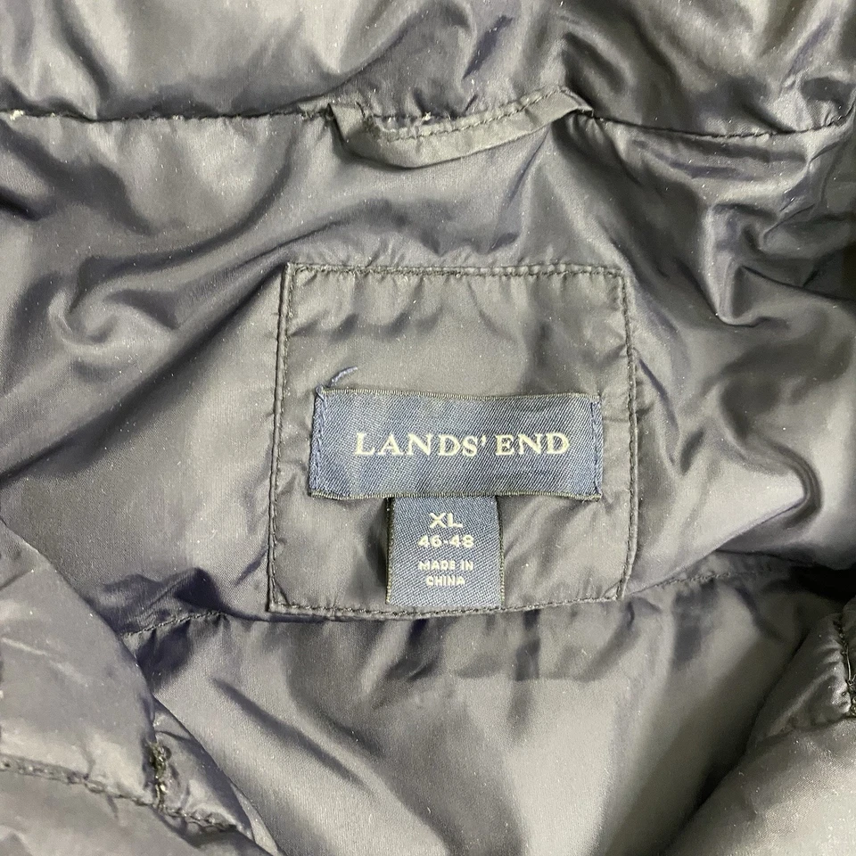 Lands End Mens Down Puffer Vest Button Snap Closure Size XL 46-48 Blue - Image 2 of 4