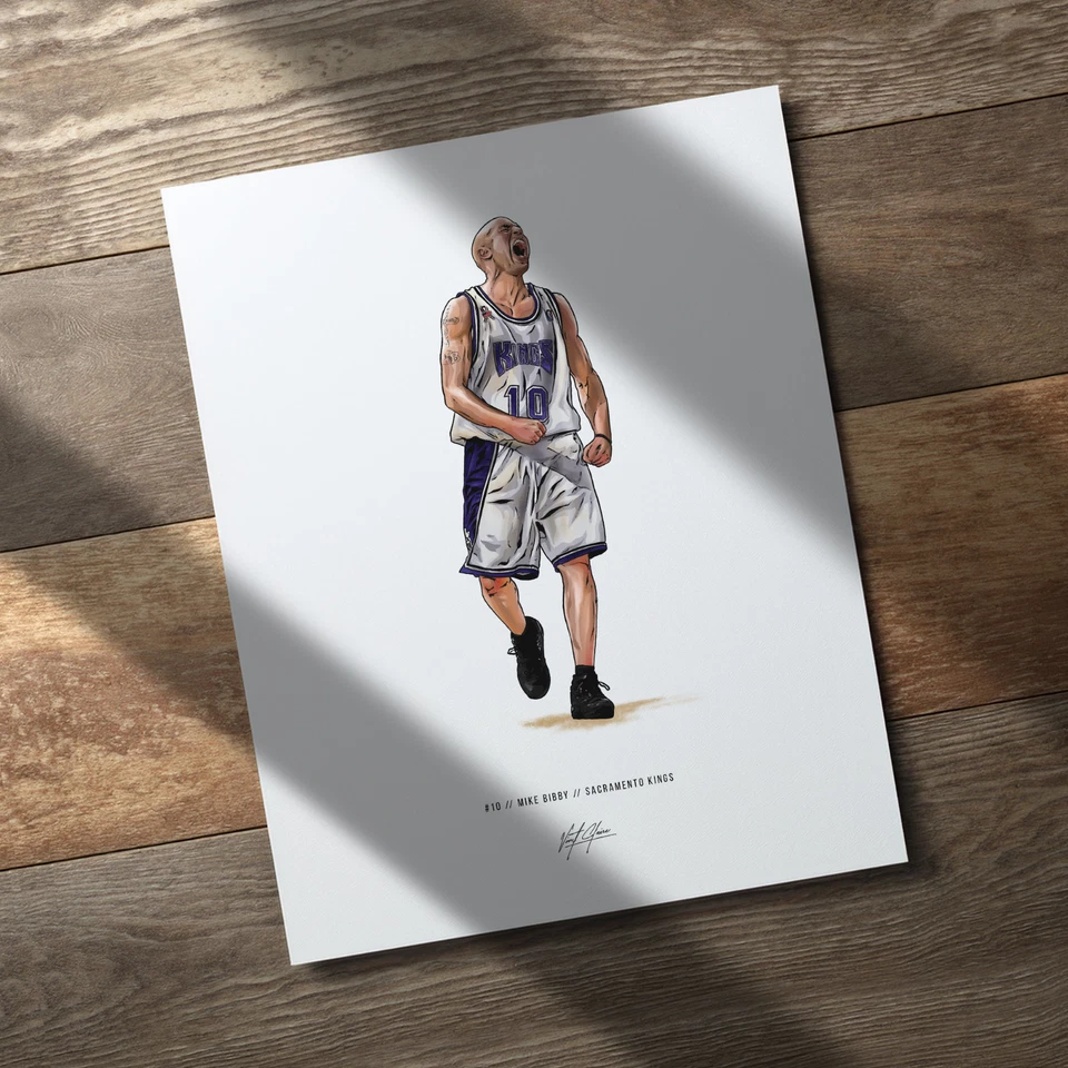 Póster Mike Bibby Sacramento Kings baloncesto 8x10 impresión artística Foto 3 de 4