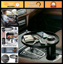 Height-Adjustable Car Food Tray  Cup Holder, 360  Rotating Steering Wheel Desk