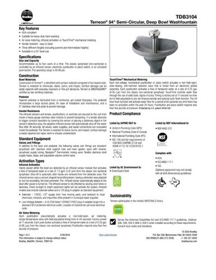 Bradley Hand Washing Basin With Pedestal TBD3104-A-STD-CLC-IRP-TMA-NSD-E 