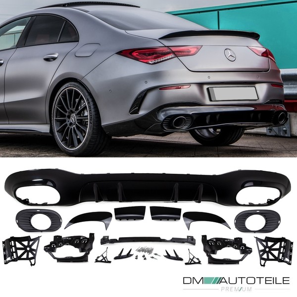 Sport Heckdiffusor + ZubehöR Schwarz Glanz Passt FüR Mercedes Cla W118 A35 Umbau-image