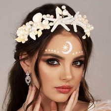 White Seashell Headband Mermaid Starfish Headpiece Pearl Shell Ocean Crown