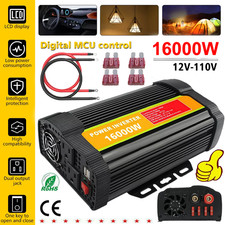 16000W Car Power Inverter DC 12V To AC 110V Pure Sine Wave Solar Converter LCD
