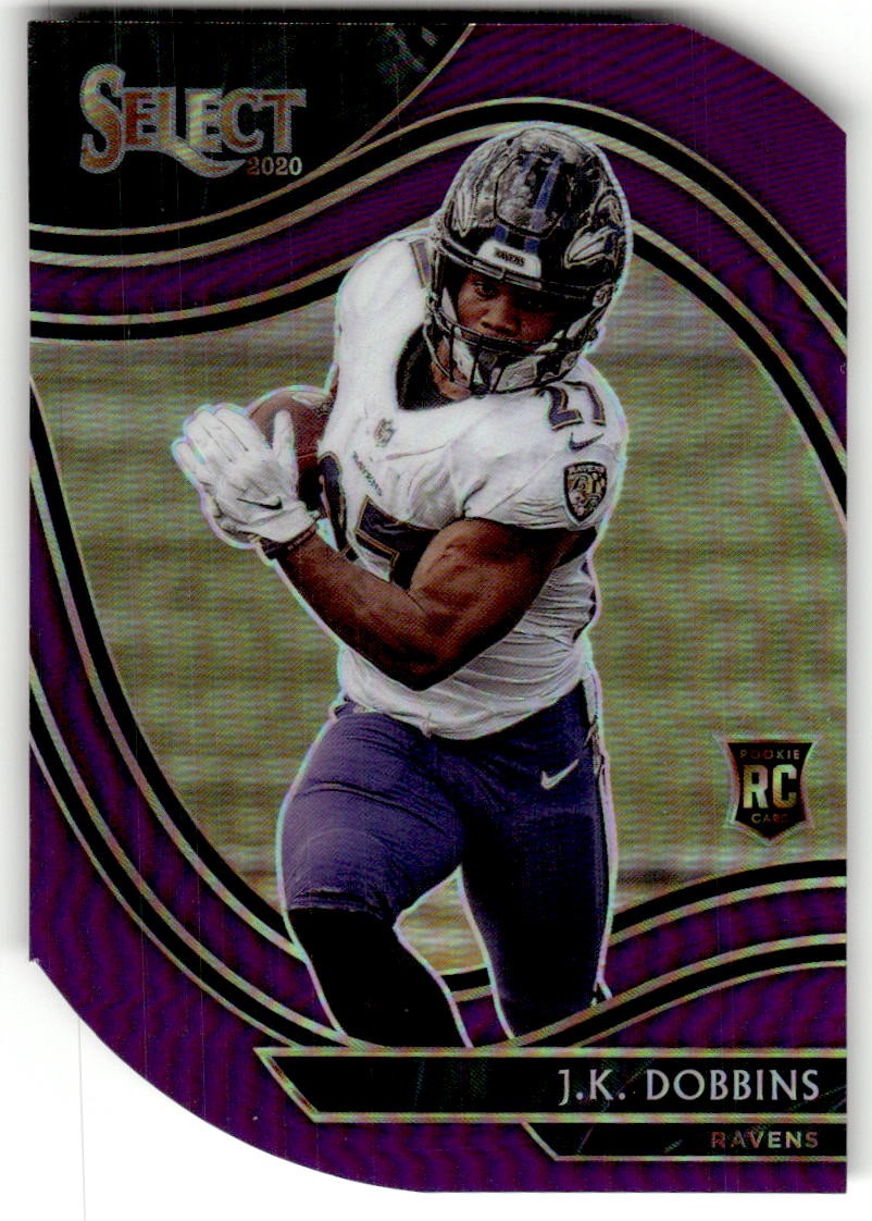 2020 Panini Select J.K. Dobbins Purple Prizm Die Cut Rookie #352
