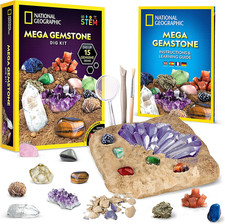 NATIONAL GEOGRAPHIC Mega Gemstone Dig Kit Dig up 15 Real Gemstones and Crystal