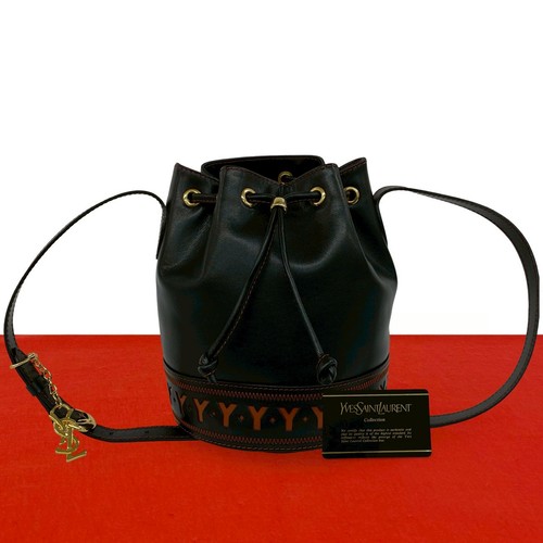 YVES SAINT LAURENT Shoulder Bag leather black 38724