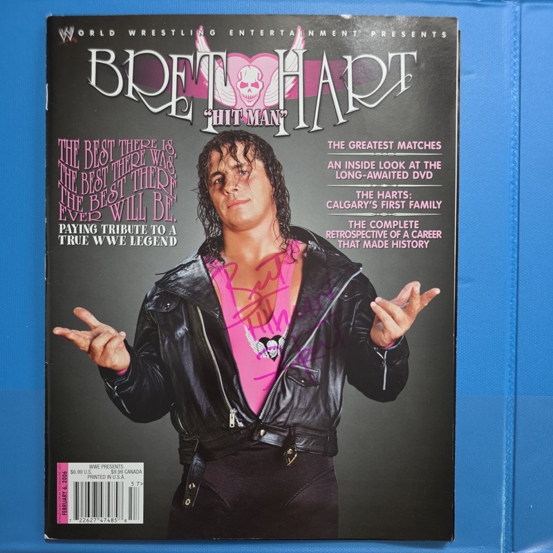 WWE Signed Bret Hitman Hart 2006 Magazine & Poster Special Edition Autograph 